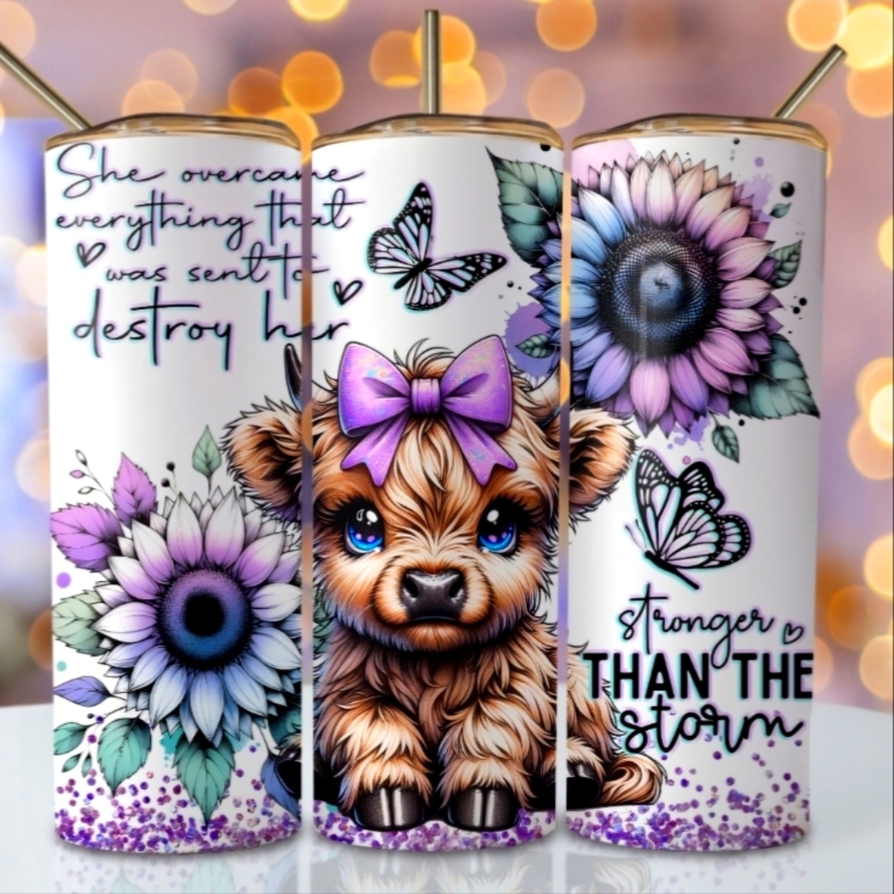 Purple Highland Cow Tumbler